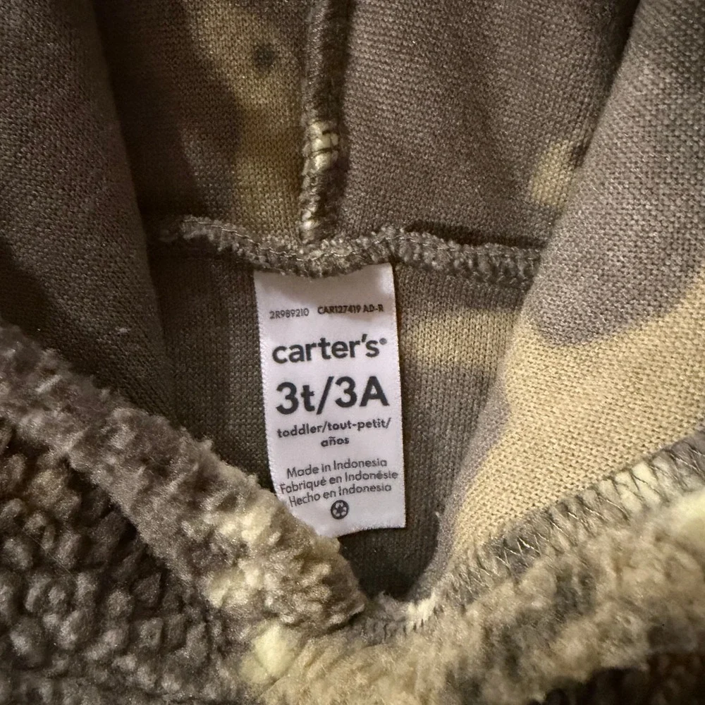 Carters Toddler Boys Dinosaur Sherpa Fleece Hoodie Pullover 3T